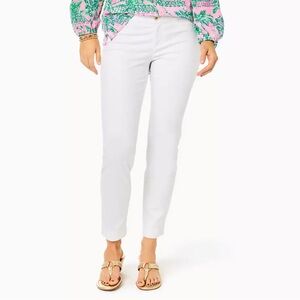 Lilly Pulitzer Kelly Textured Ankle Length Skinny Pants Resort White